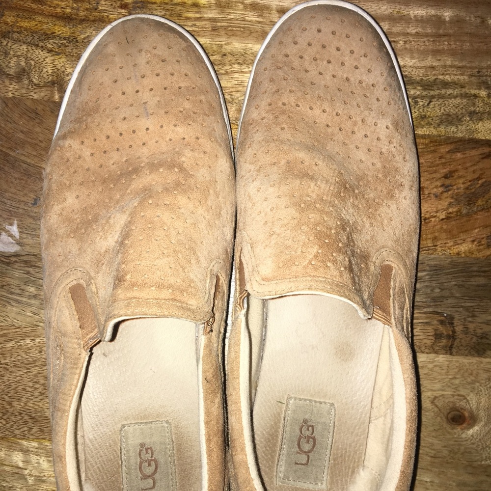 UGG slides with fur on the heel area